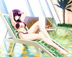  barefoot bikini breasts drink kouzuki_yuuko long_legs muv-luv muvluv smile swimsuit 