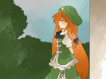  arms_behind_back bad_id bad_pixiv_id bow braid closed_eyes comic hair_bow hammer_(sunset_beach) hat hong_meiling long_hair red_hair silent_comic sky smile solo star touhou very_long_hair 