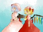  ascot bad_id bad_pixiv_id blonde_hair blouse bow brooch closed_eyes comic dress flandre_scarlet hair_bow hammer_(sunset_beach) hat jewelry large_bow lavender_hair multiple_girls open_mouth red_eyes remilia_scarlet short_hair siblings side_ponytail silent_comic sisters smile touhou wings wrist_cuffs 
