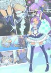  akinbo_(hyouka_fuyou) ass bad_id bad_pixiv_id blue_footwear blue_skirt boots brooch comic cure_beat cure_module heart henshin highres instrument jewelry kurokawa_eren long_hair magical_girl one_eye_closed panties precure purple_hair seiren_(suite_precure) side_ponytail skirt smile suite_precure thigh_boots thighhighs underwear very_long_hair white_panties yellow_eyes 
