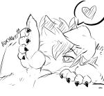  &lt;3 &lt;3_eyes 2019 animal_genitalia anthro balls canid canine canis claws cum digital_media_(artwork) domestic_dog duo erection fur hair handjob iroxykun knot male male/male mammal penis precum roxas_avidan sex smile sniffing speech_bubble teeth 