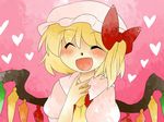  :d ascot bad_id bad_pixiv_id blonde_hair bow closed_eyes comic flandre_scarlet hair_bow hammer_(sunset_beach) happy hat heart heart_background open_mouth side_ponytail silent_comic smile solo touhou wings 