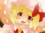  :d ascot bad_id bad_pixiv_id blonde_hair bow comic dutch_angle face flandre_scarlet hair_bow hammer_(sunset_beach) hat open_mouth red_eyes short_hair side_ponytail silent_comic smile solo touhou wings 