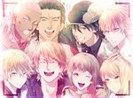  6+boys ^_^ antonio_lopez barnaby_brooks_jr blonde_hair blue_eyes blue_jacket bomber_jacket brown_eyes brown_hair bruce_lee's_jumpsuit cabbie_hat closed_eyes dark_skin earrings facial_hair glasses green_eyes hat huang_baoling ivan_karelin jacket jewelry kaburagi_t_kotetsu karina_lyle keith_goodman letterman_jacket lips long_hair multiple_boys multiple_girls nathan_seymour necktie one_eye_closed petting pink_eyes pink_hair purple_eyes purple_jacket red_jacket ring short_hair stubble tiger_&amp;_bunny tomekichi vest 