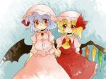  ascot bad_id bad_pixiv_id blonde_hair blouse bow brooch comic dress flandre_scarlet grabbing hair_bow hammer_(sunset_beach) hat jewelry lavender_hair multiple_girls red_eyes remilia_scarlet short_hair siblings side_ponytail silent_comic sisters skirt smile touhou wings 