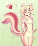  blonde_hair blue_eyes breasts chipmunk female hair luckypan mammal navel neolucky nipples nude rodent solo 