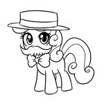  bow_tie cub equine facial_hair female feral friendship_is_magic hasbro hat horse madmax mammal monochrome mustache my_little_pony plain_background pony solo sweetie_belle_(mlp) unicorn white_background young 