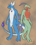  anthro blue blue_body breasts caninehybrid couple dinosaur dragon dragonair duo female green green_body grovyle koosh lizard looking_at_viewer male nintendo nude pok&#233;mon pok&#233;morph pok&eacute;mon pok&eacute;morph red_eyes reptile riley scalie standing straight tail video_games 