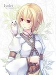  bird blonde_hair braid children_of_the_rune heart hitsuki_rei isolestie_(children_of_the_rune) jewelry leaf necklace red_eyes short_hair solo tales_weaver 