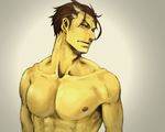  big_al brown_hair chest male male_focus muscle pecs simple_background solo vocaloid 