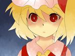  bad_id bad_pixiv_id blonde_hair bow comic eyes flandre_scarlet frown hair_bow hammer_(sunset_beach) hat red_eyes short_hair side_ponytail silent_comic slit_pupils solo staring touhou 