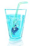  air_bubble bad_id bad_pixiv_id blue_hair bubble cup czc_(deko) drinking_straw glass highres in_container in_cup long_hair minigirl nail_polish original personification simple_background socks soda solo submerged upside-down water 