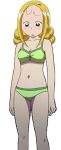  :o bangs bikini blunt_bangs cleavage collarbone cowboy_shot dutch_angle green_bikini green_swimsuit legs medium_breasts navel ojamajo_doremi raised_eyebrows simple_background solo standing swimsuits tamaki_reika very_long_hair white_background 