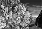  cliff cuddle cuddling dragon female greyscale hatchling hatcling kaerou kartonis male monochrome ryoken scenery 