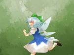  bad_id bad_pixiv_id blue_hair blush bow cirno closed_eyes crying dress hair_bow hammer_(sunset_beach) running solo tears touhou wings 