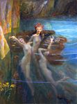  gaston_bussiere human mammal merfolk mermaid mythology nereid proper_art the_nereides_(painting) water 