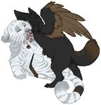  chibi collar ears_back feline female feral humping jewelry lying male mammal missionary_position on_back paws plain_background raised_tail sex straight tiger toradoshi white_background white_tiger winged_wolf wings wolf 