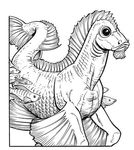  big_eyes black_and_white dungeons_&amp;_dragons fins fish fish_lips hippocampus marine monochrome monster plain_background swimming unknown_artist white_background 