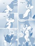  balls blue_and_white buster_bunny butt cherry_cola_(comic) comic dialog fellatio gay lagomorph male mammal monochrome nude oral oral_sex penis rabbit seth-iova sex text tiny_toon_adventures tiny_toons warner_brothers 