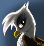  avian backlit blue_background female feral friendship_is_magic gilda_(mlp) gryphon hasbro my_little_pony plain_background solo warepwn3 wings 