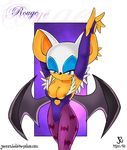  &hearts; &lt;3 2002 anthro areola blue_eyes breasts cleavage clothed clothing cosplay darkstalkers female joe_randel morrigan morrigan_aensland nipples pantyhose plain_background rouge_the_bat sega solo sonic_(series) video_games white_background wings 