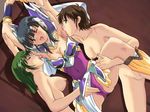  3girls armpit_licking armpits arms_up blue_eyes breasts censored cyclone fingering forced green_eyes green_hair licking multiple_girls nipples source_request yuri 