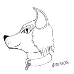  black_and_white canine collar head mammal monochrome plain_background solo speks speks_(artist) white_background 