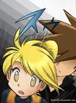  1boy 1girl blonde_hair brown_hair green_(pokemon) long_hair ookido_green pokemon pokemon_special ponytail short_hair yellow_(pokemon) yellow_eyes 