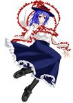  absurdres black_legwear blue_hair cube_(circussion) frills hat highres nagae_iku pantyhose red_eyes shawl skirt solo touhou 