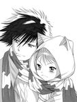  1girl animal_ears cat_ears dance_in_the_vampire_bund frown greyscale hood kaburagi_akira mina_tepes monochrome scarf short_hair tamaki_nozomu white_background 