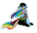  blue_fur crossover equine female friendship_is_magic fur hasbro horse mammal my_little_pony one_piece pony rainbow_dash_(mlp) roronoa_zoro solo sword unknown_artist weapon 