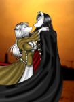  arden arturo_juarez canine cloak dancing dress duo embrace female fur gentleman gravewalker gravewalker_(character) male mammal midflare sunset white white_fur wolf 