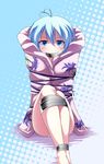  bdsm blanket blue_eyes blue_hair bondage bound bound_ankles bound_legs denpa_onna_to_seishun_otoko futon gag highres improvised_gag panties pantyshot rope tape tape_gag tapegag touwa_erio underwear wrapped 