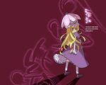  blonde_hair dress from_behind gloves hat inuinui looking_back purple_eyes socks solo touhou umbrella white_gloves yakumo_yukari 