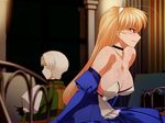  amagasahigasa blonde_hair breasts cleavage dress large_breasts long_hair office_amagasa usotsuki_naretto_no_yasashii_ansatsusha 