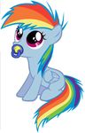  blue_fur daww equine female feral friendship_is_magic fur hasbro horse mammal my_little_pony pacifier pegasus plain_background pony rainbow_dash_(mlp) solo unknown_artist white_background wings young 