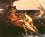  bound breasts brown_hair facial_hair female hair herbert_james_draper human leaning male mammal mast mermaid mythology nude oar ocean outside proper_art rowing sail sea ship sirens sitting sky standing surprise surprised ulysses_and_the_sirens_(painting) unknown_artist water 