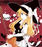  bad_id bad_pixiv_id blonde_hair blue_eyes bow braid broom character_name hat hat_bow heart itsuya kirisame_marisa long_hair smile solo touhou white_bow witch_hat 