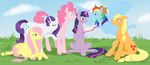  applejack_(mlp) books cartoonlion equine female fluttershy_(mlp) friendship_is_magic grass hasbro horse my_little_pony pegasus pinkie_pie_(mlp) pony rainbow_dash_(mlp) rarity_(mlp) twilight_sparkle_(mlp) unicorn wings 