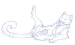  anatomically_correct blue_and_white feline female feral legs_up lying mammal monochrome on_back plain_background pussy scarf sketch solo spread_legs spreading tiger toradoshi white_background 