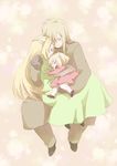  1boy 2girls aged_up animal_ears bad_id bad_pixiv_id blonde_hair cat_ears child cloak closed_eyes couple family father_and_daughter hair_over_one_eye happy hetero holding hug long_hair memusu mother_and_daughter multiple_girls oversized_limbs smile tengen_toppa_gurren_lagann toufuno tsuuma viral_(ttgl) 