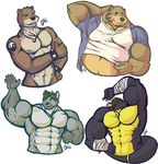  bear blush chubby dragon eyewear facial_hair goggles hyena male mammal moobs muscles mustelid necklace nipples otter plain_background punkjax tail tattoo thumbs_up trauron white_background 