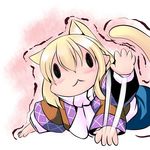  animal_ears blonde_hair cat_ears cat_tail chibi extra_ears hoshizuki_(seigetsu) kemonomimi_mode lying mizuhashi_parsee open_mouth puru-see scarf solo tail touhou trembling |_| 