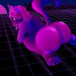  2019 big_butt breasts butt detailed_background eyewear female glasses mammal mitri_rukin outrun pawpads piercing presenting presenting_hindquarters pussy shadowfirdark side_boob tongue tongue_piercing 