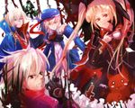  arc_system_works beret black_gloves black_ribbon blazblue blazblue:_calamity_trigger blonde_hair brothers cup detached_sleeves dress female gloves green_eyes hat hazama heterochromia jin_kisaragi kisaragi_jin long_hair male mamyu necktie noel_vermillion rachel_alucard ragna_the_bloodedge red_eyes red_ribbon ribbon short_hair siblings silver_hair tea_cup trench_coat trenchcoat truth_(redeye19) twintails uniform 