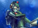  bad_id bad_pixiv_id bubble bubbleman diving_mask e_bizaemon green_eyes male_focus mask rockman rockman_(classic) solo underwater water 