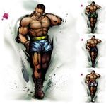  abs alternate_costume boxing_gloves dark_skin dark_skinned_male dudley facial_hair kaiwai male_focus muscle mustache shirtless shorts street_fighter street_fighter_iii_(series) street_fighter_iv_(series) 