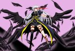  asymmetrical_legwear fingerless_gloves gloves glowing glowing_eye head_wings jacket kirin_the_himemiya leg_belt lyrical_nanoha magical_girl mahou_shoujo_lyrical_nanoha mahou_shoujo_lyrical_nanoha_a's multiple_wings open_clothes open_jacket red_eyes reinforce silver_hair single_thighhigh solo thighhighs waist_cape winged_hair_ornament wings 