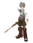  3d allegretto artist_request highres male_focus silver_hair solo sword trusty_bell weapon white_background 