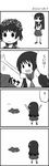  4koma comic flower greyscale hair_flower hair_ornament head_wreath long_hair monochrome multiple_girls nabeyaki_neko sakugawa_school_uniform saten_ruiko school_uniform serafuku short_hair skirt skirt_flip to_aru_kagaku_no_railgun to_aru_majutsu_no_index translated uiharu_kazari 